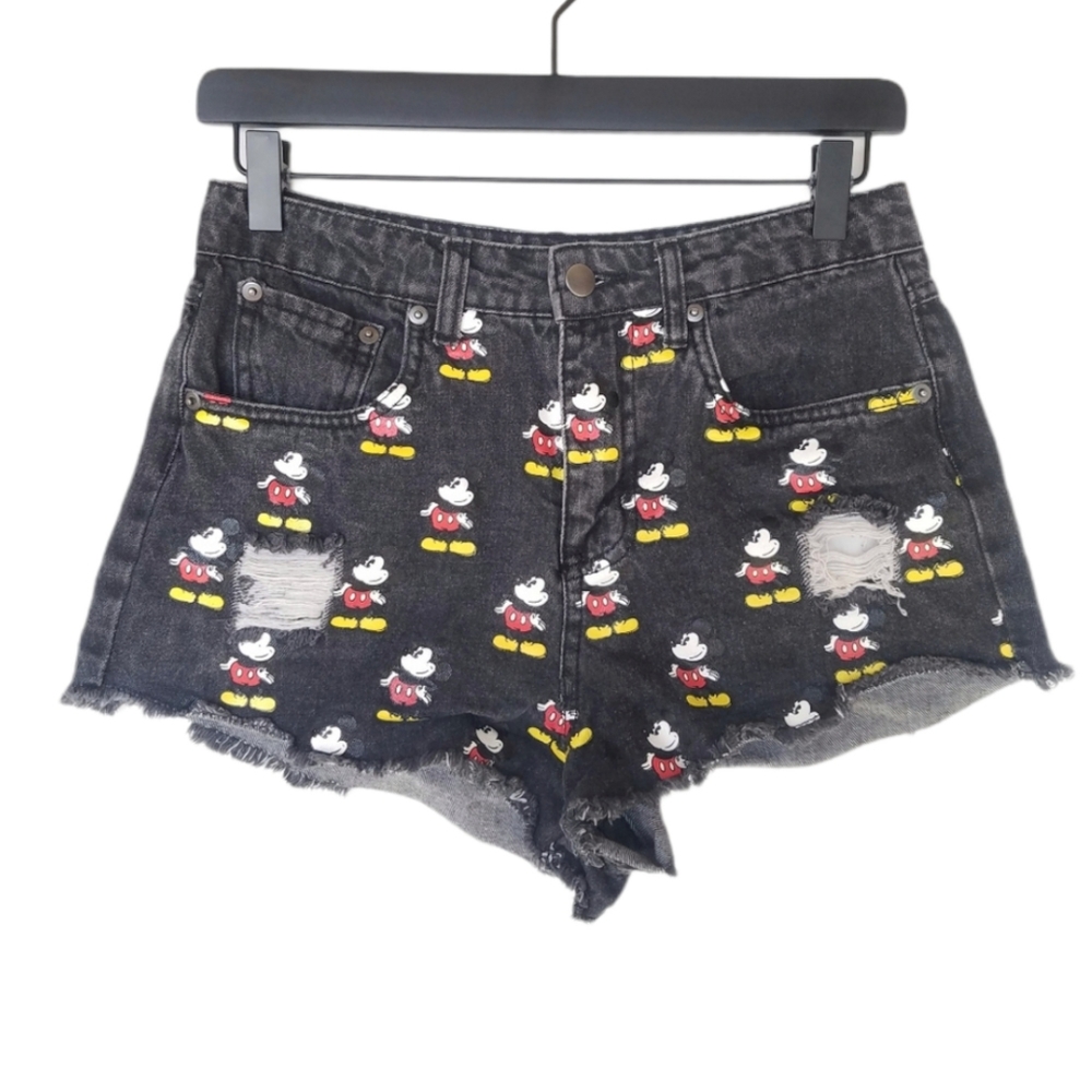 Disney | Mickey Mouse Jean shorts distressed jeans Size 26 - Picture 1 of 9